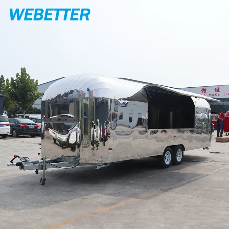 WEBETTER china mobile airstream food trailer manufacturer stainless steel remorque mobile fast food truck for sale Europe