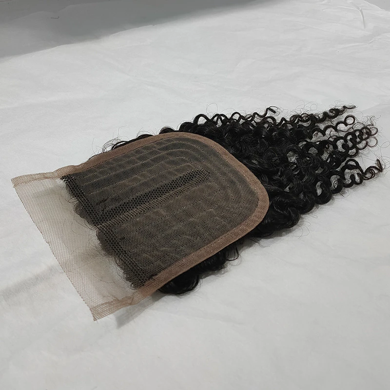 Wholesale Packet Hair with Closure #1B One Pack Solution Human Hair Bundles Kinky Curly Human Hiar Extension