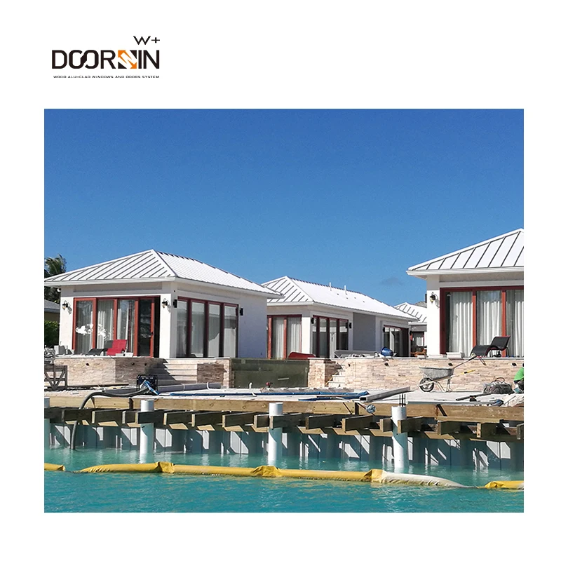 Popular CE Certified Entrance Doors Residential Thermal Break Save Energy Solid Wood Sliding Patio Doors