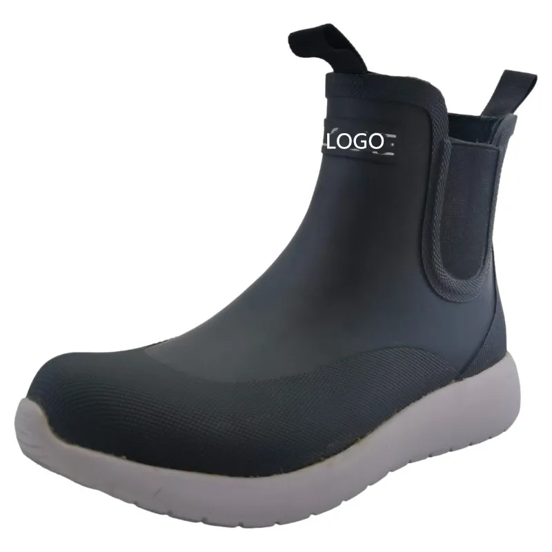 New Style Waterproof Lady Gumboots Black Rubber Sport Shoes Light-weight Ankle  Women Chelsea Rain Boots