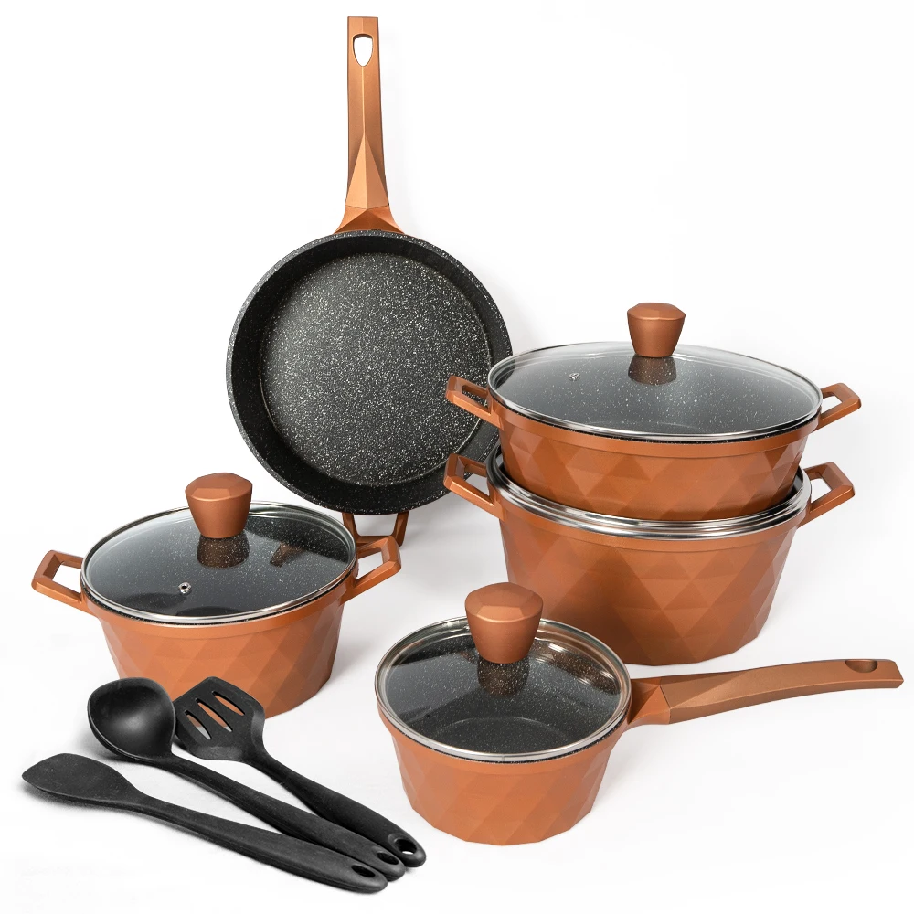Copper Color High Quality Aluminum Cookware Sets kitchen ware
