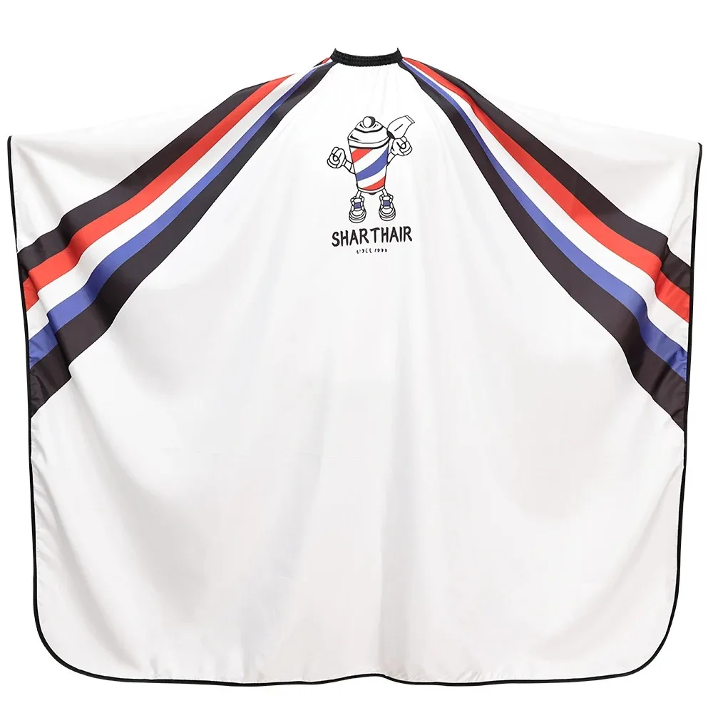 Barbershop Classics Pattern Polyester Hairdresser Waterproof Cloth Gown Elastic Metal Hook Hair Salon Cutting Barber Capes