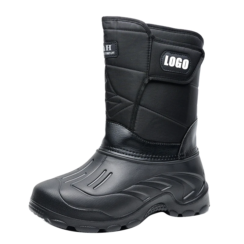 Custom Winter Outdoor Men Snow Boot Waterproof Non-slip and Warm High - Top Cotton Shoes With Plush Thickening Fishing Boots