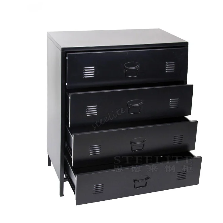 new design modern metal black white living room furniture home steel drawer design storage cabinet 4 chest of drawer
