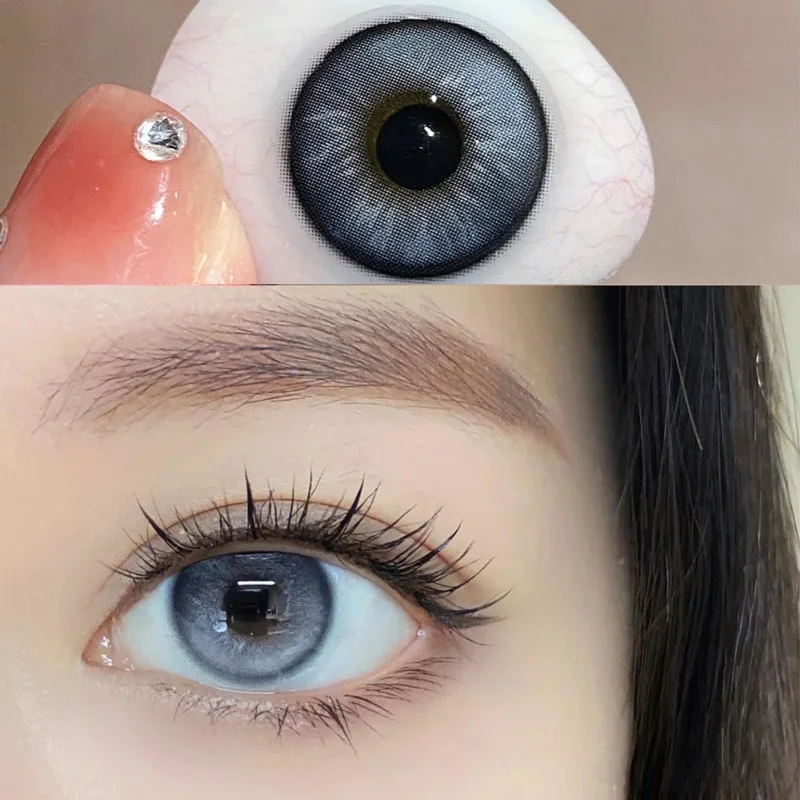customized yearly natural blue color contact lenses with degree