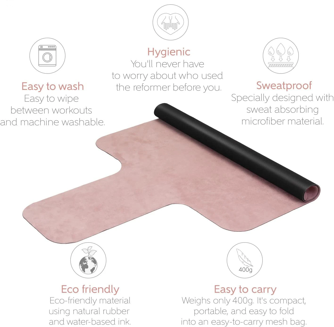 Rubber Reformer Pilates Mat Printed Suede Fitness Anti-slip Portable Folding Pilates Reformer Towel For Pilates Reformer