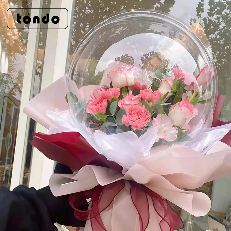 
Tondo 2021 New Design Transparent Bobo Balloons Rose Bouquet Acrylic Flower Bobo Ball Set 