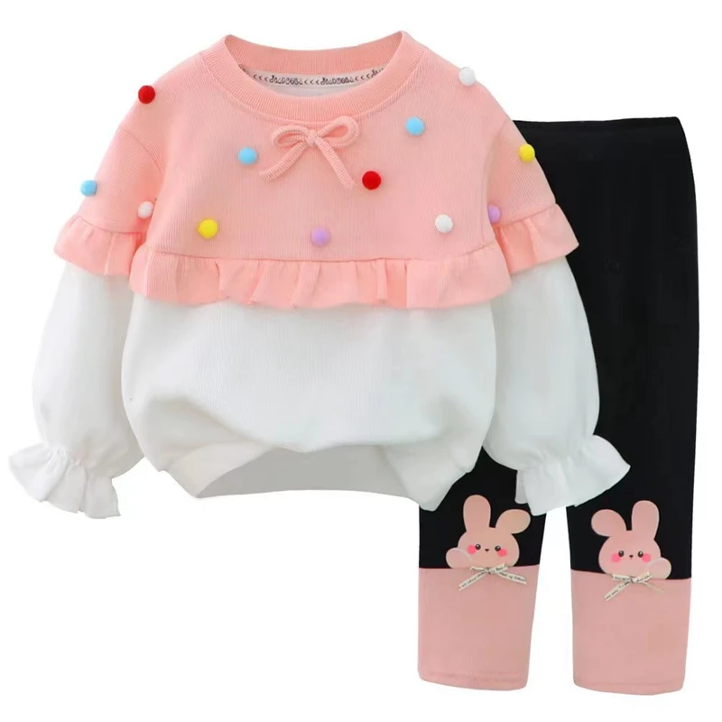 2022 Spring Autumn Kids Girl 2pcs Clothing Set Flower Knitted Coat Cotton Shirts Jeans Baby Girl Clothes Suit