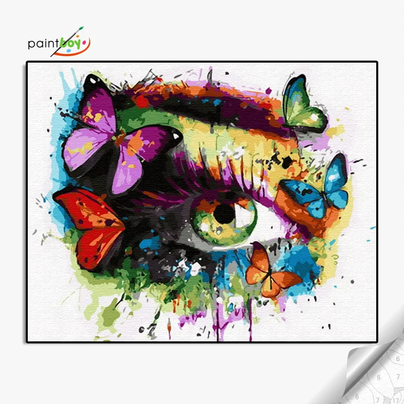 GX36223 - 40*50cm Oil painting by number beautiful eyes and butterfly painting wholesale