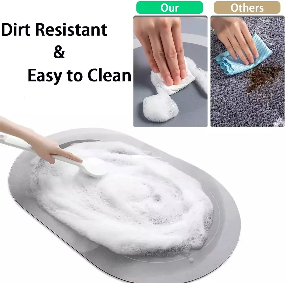 Bathroom Water Absorbent Rug Set Rubber Door Mats Diatom Mud Floor Mat