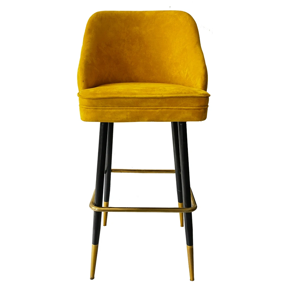 Легкая Роскошная высококачественная мебель для ресторана, металлический коммерческий высокий стул, бархатный барный стул