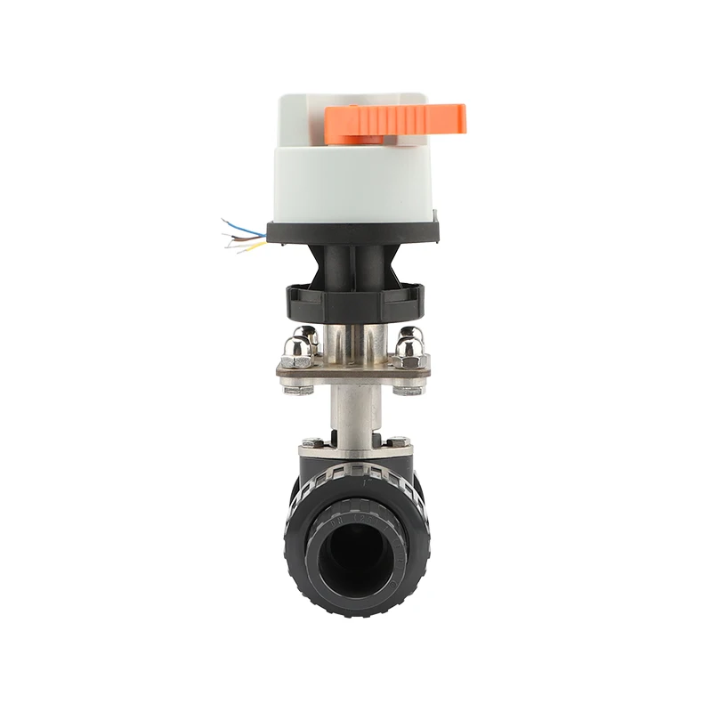 Customizable 0-10V/4-20mA Analog Control Electric Actuator UPVC Ball Valve with Manual Power Plastic Material OEM Supported