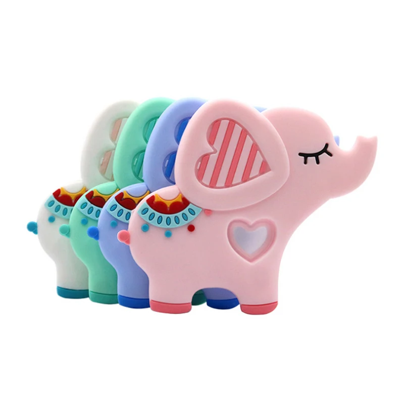 Newest Soft Animal Elephant organic Silicone Baby Teether Chew Toy