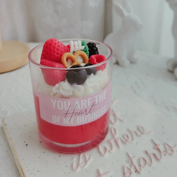 Handmade Private Label Lovely Dessert Ice Cream Scented Candles with Glass Jar