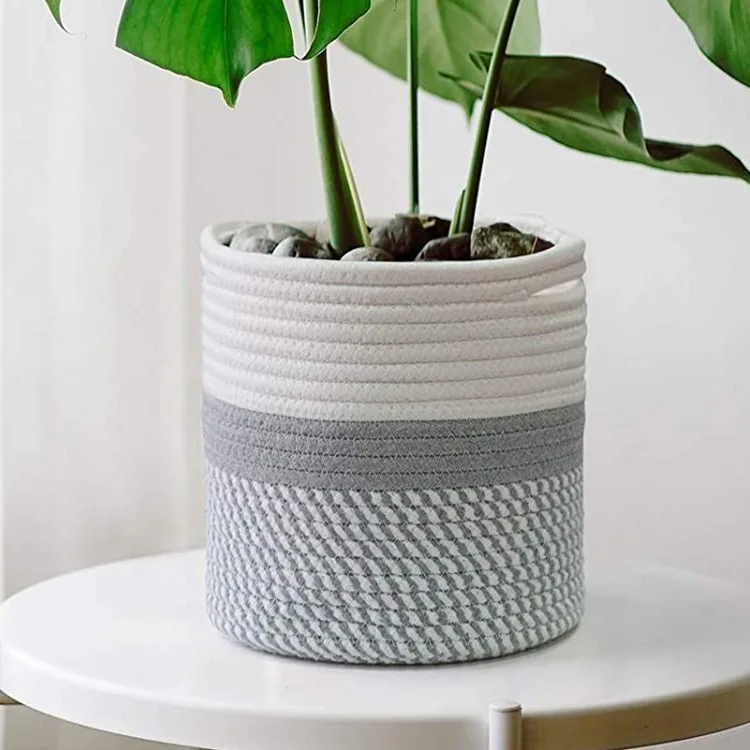 Nordic Wind Cotton Rope Woven Storage Basket Folding Cotton Rope Dirty Clothes Basket Clothing Sundry Laundry Bags & Baskets