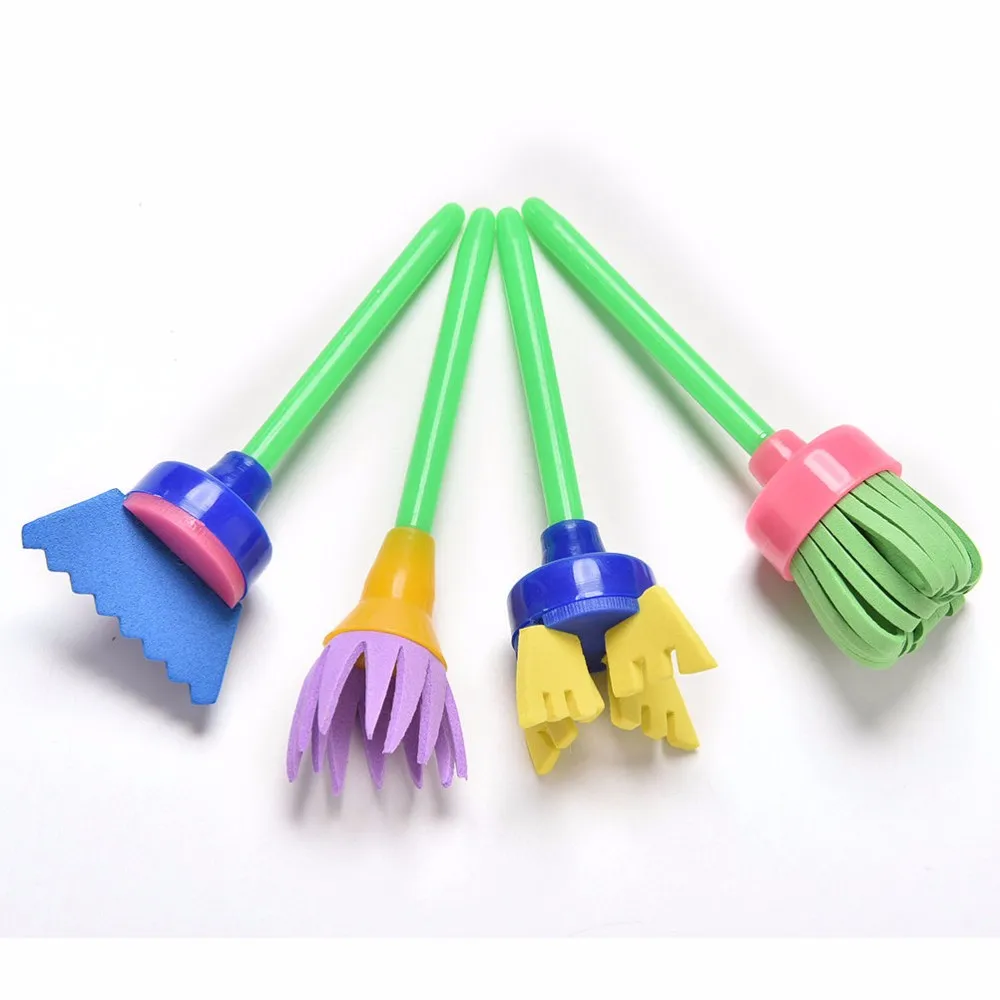 DIY Flower Graffiti Sponge Art Supplies Brushes Seal Painting Tools Funny Drawing Toys Funny Creative Toy For Children 4 Pcs/set