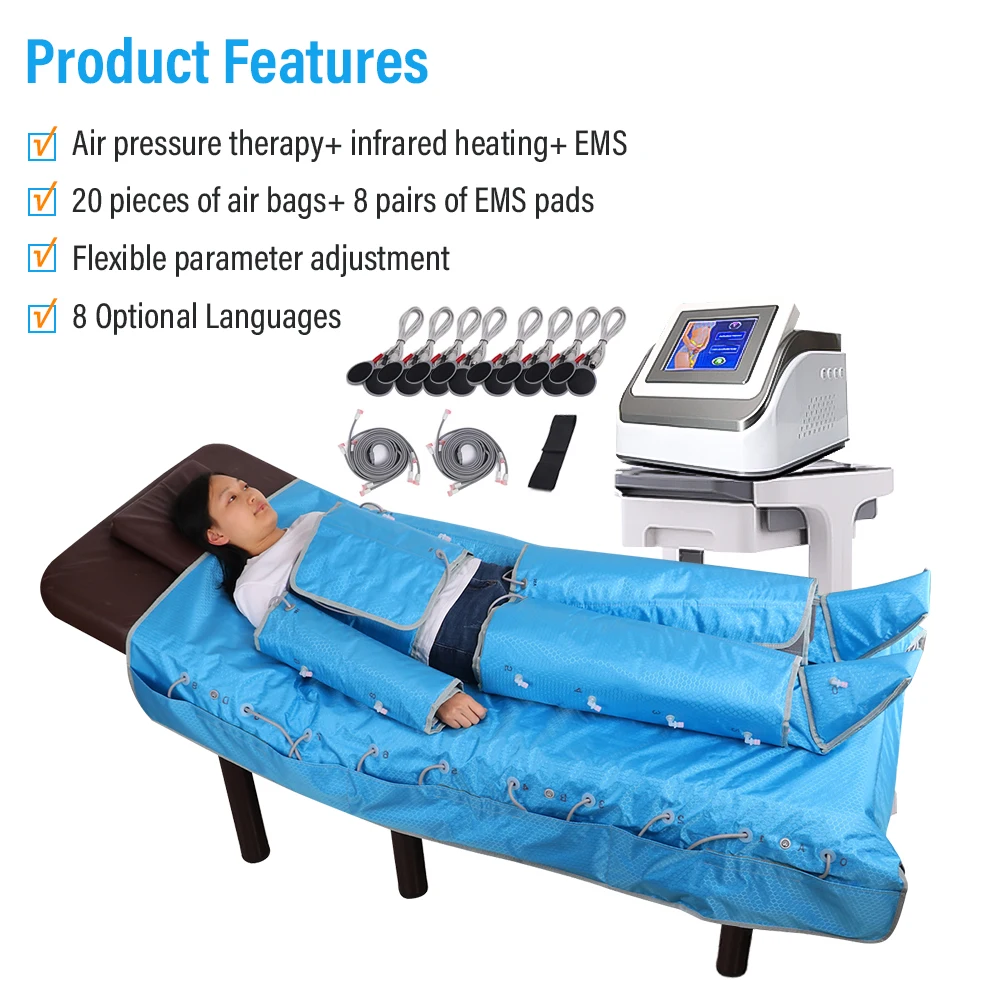 3 in 1 EMS infrared pressoterapia lymphatic drainage massage suit body massager pressotherapy machine
