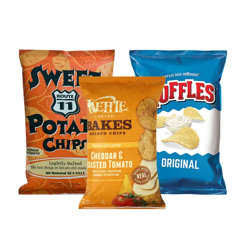 Wholesale Chips Packaging Bags Custom Logo Laminated Plastic Nuts Food Aluminium Foil Banana Chips Potatoes Chips Packing Bag