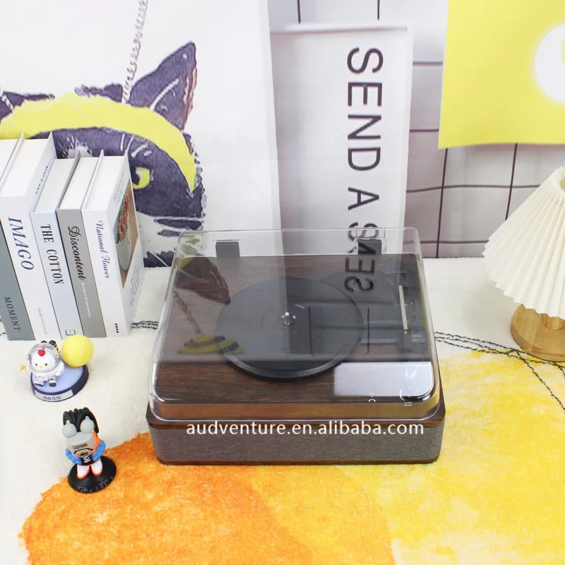 Audio phonograph retro wooden turntable player gramophone Best Recordings Multiple  dust cover turntable player