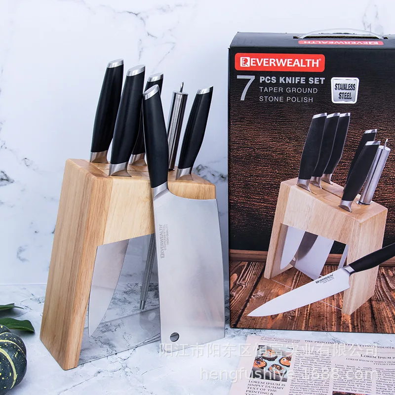 everwealth 7pcs kitchen knife set with wooden block royalty line kchenmesser stainless steel asian chef knife kitchen butcher