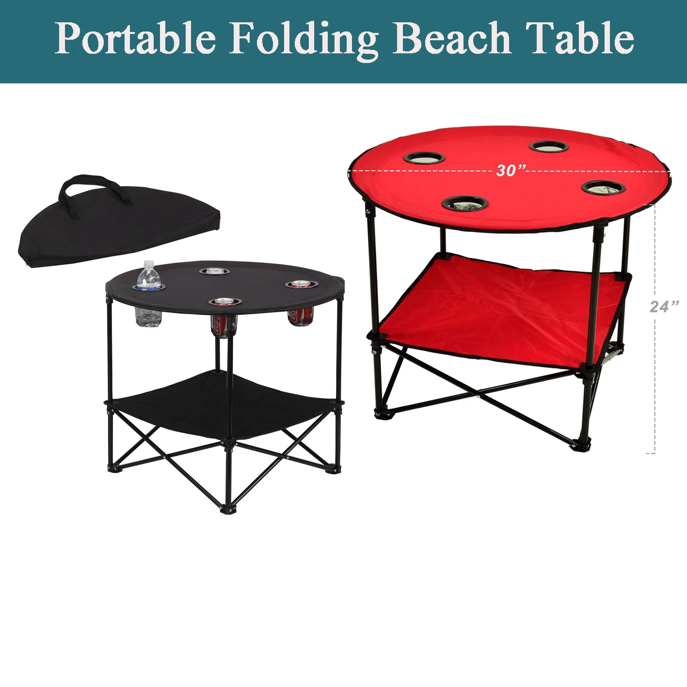Portable  beach metal canvas folding table with carrying bag