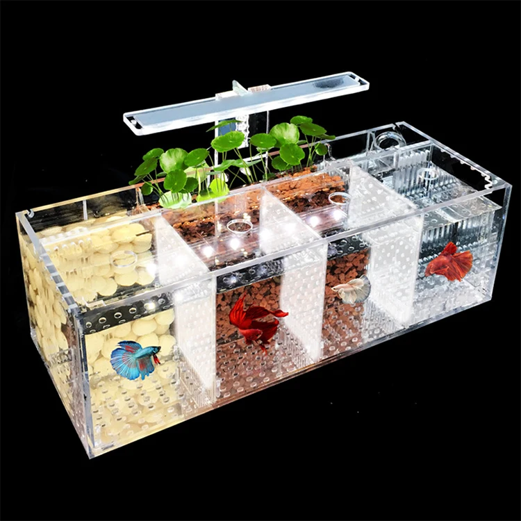 Relaxlines open aquarium rectangular four grid acrylic aquarium landscape small desktop fish tank