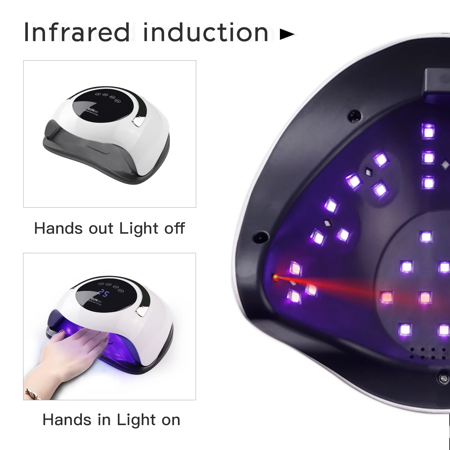 Manicure Tool Drying Gel Polish Nail Art 120W High Power Fast Curing Auto Sensing Dryer uv nail lamp rechargeable