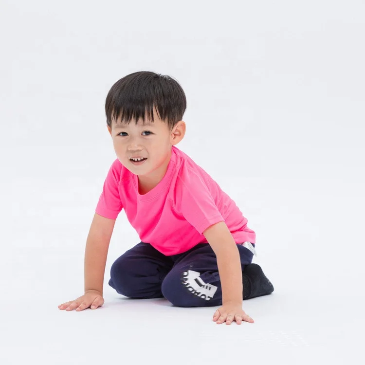 Children Solid Color Boys Short Sleeve Mesh 100%Polyester Quick Sports Tshirt Moisture Wicking Kids Clothes Manufacturer