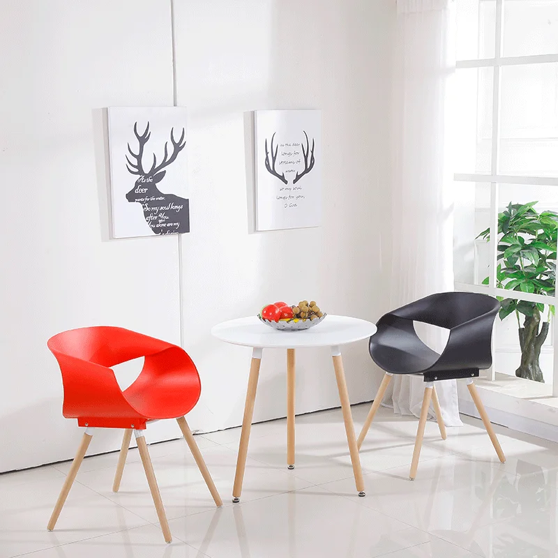 
New Designed modern MDF Round dining room table with wood legs 