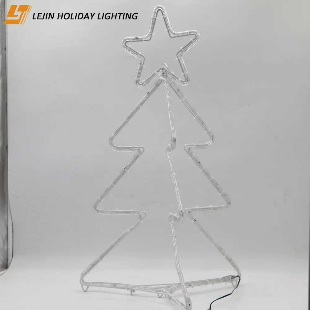LED Sculpture Rope 3d Christmas Star Tree Motif Light For Indoor And Outdoor Decoration