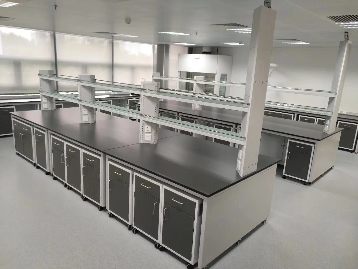 chemical laboratory workbench Island workbench all steel workbench with drawers