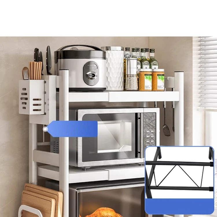 Upgraded Reinforced Model Microwave Oven Storage Rack Double Tier Retractable Kitchen Organization