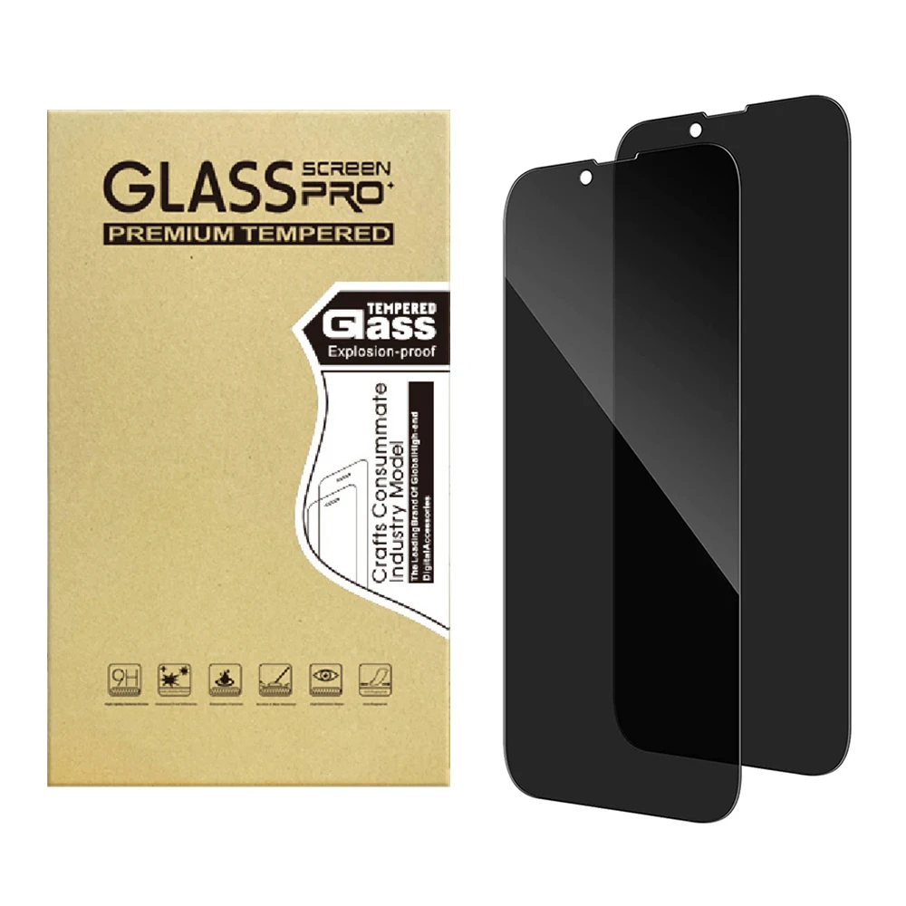 XOWO 3D Full Cover Protective Glass Screen for iPhone 14 13 12, 30 Degree Anti Spy Privacy screen protector