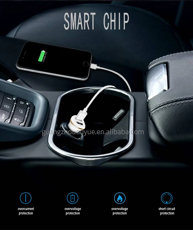 15w 5.0V 3.1A Mini Dual 2 USB Ports Cell Phone Fast Car Charger Adapter for Android