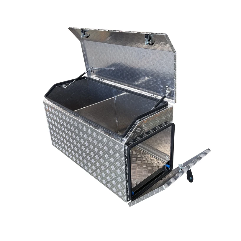 Checker plate Big Space Aluminum Truck Tool Box Underbody Trailer Storage With Lock