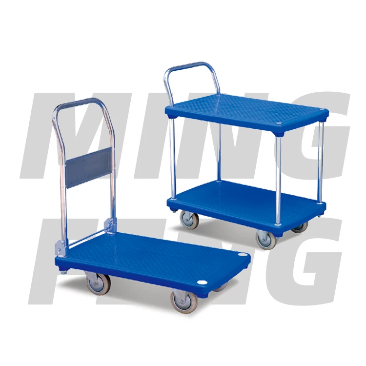 
mingfeng heavy duty trolleys Hand Trolley Four Wheel Folding Hand Truck flat Cart 330 Ib folding service cart warehouse trolley 