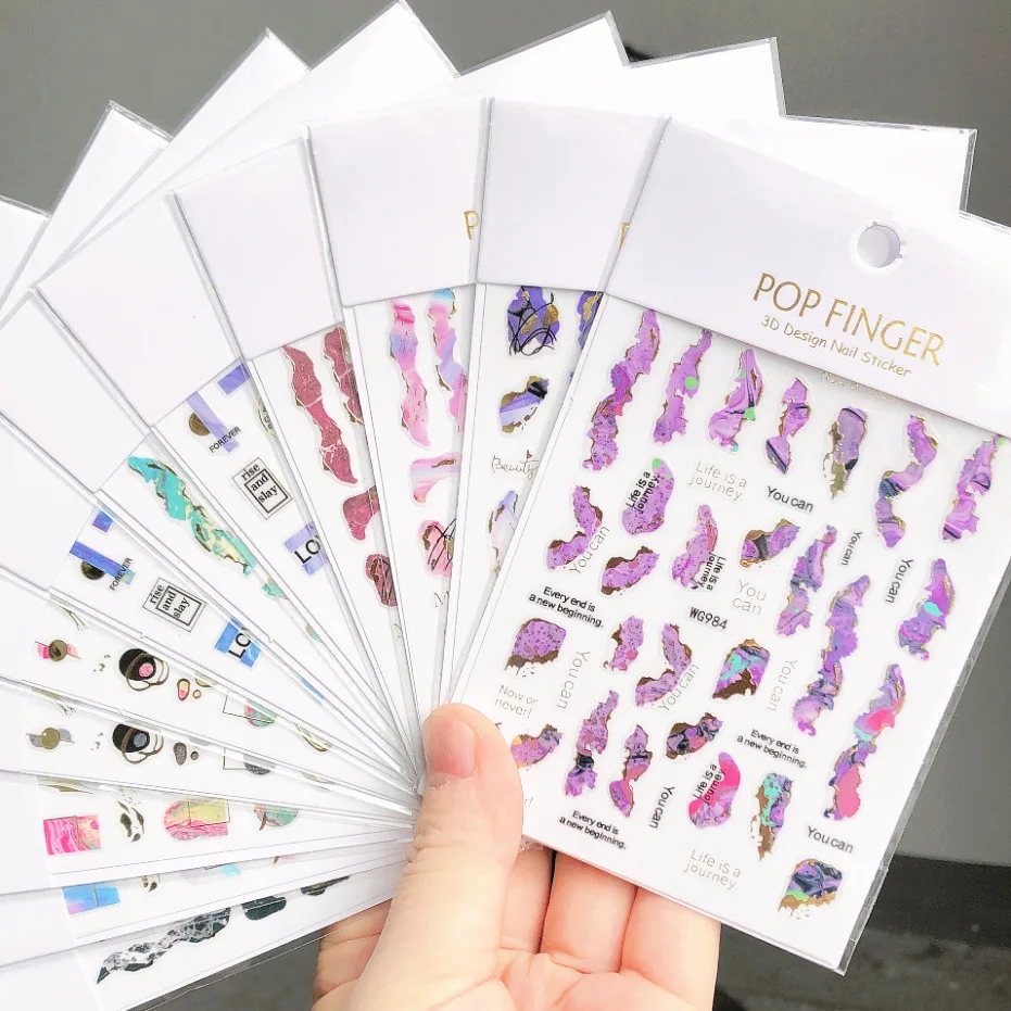 2023 New Gold Plated Marble Sticker Nail Art Stickers Self-adhesive Sticker Nail DIY Decoration Nail Accessories