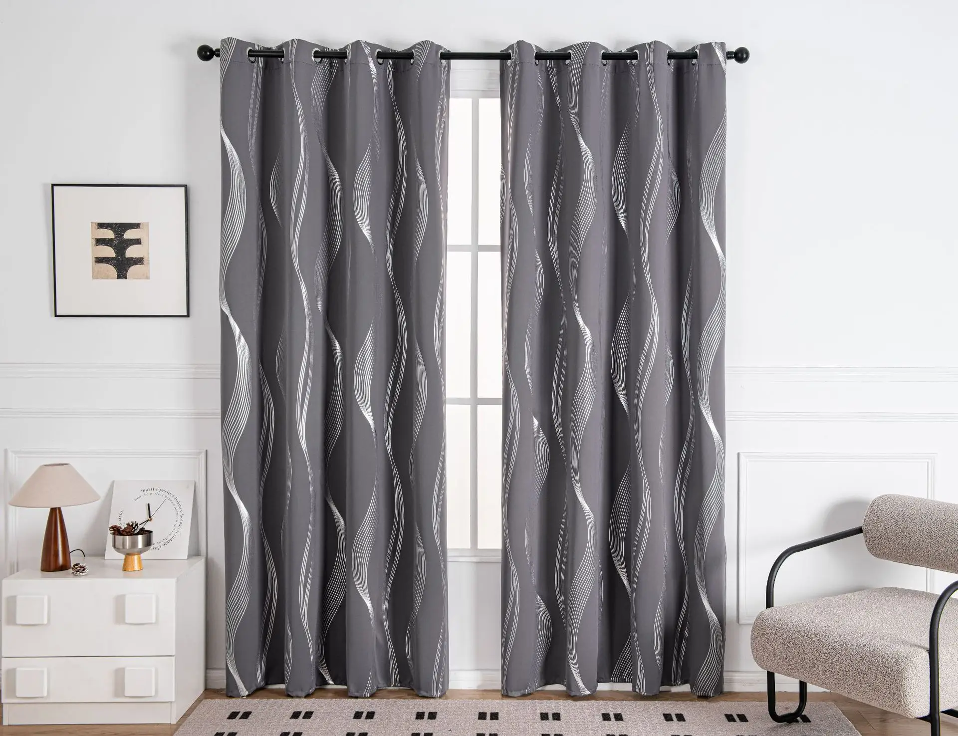 High Grade Light Luxury High Silver Ironing Process Full Shading Curtain Living Room Simple Curtain