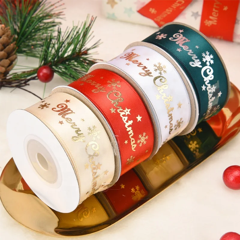 SANXIN Factory OEM Customized Holiday Christmas Ribbon Wired Edge Ribbon For Wreath Crafts Project Decoration