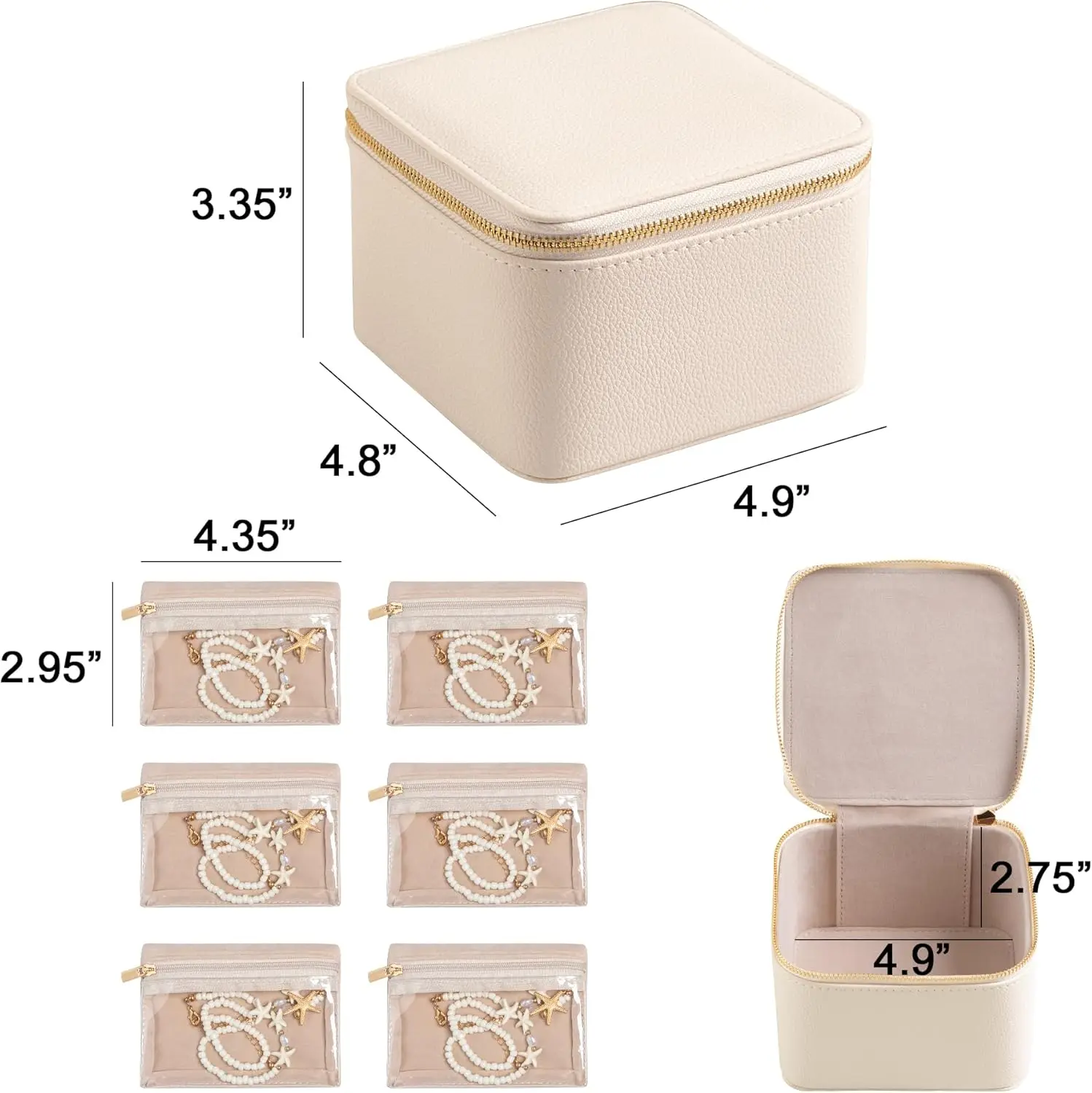 Portable jewelry box handmade craft custom faux leather multifunctional jewelry storage box