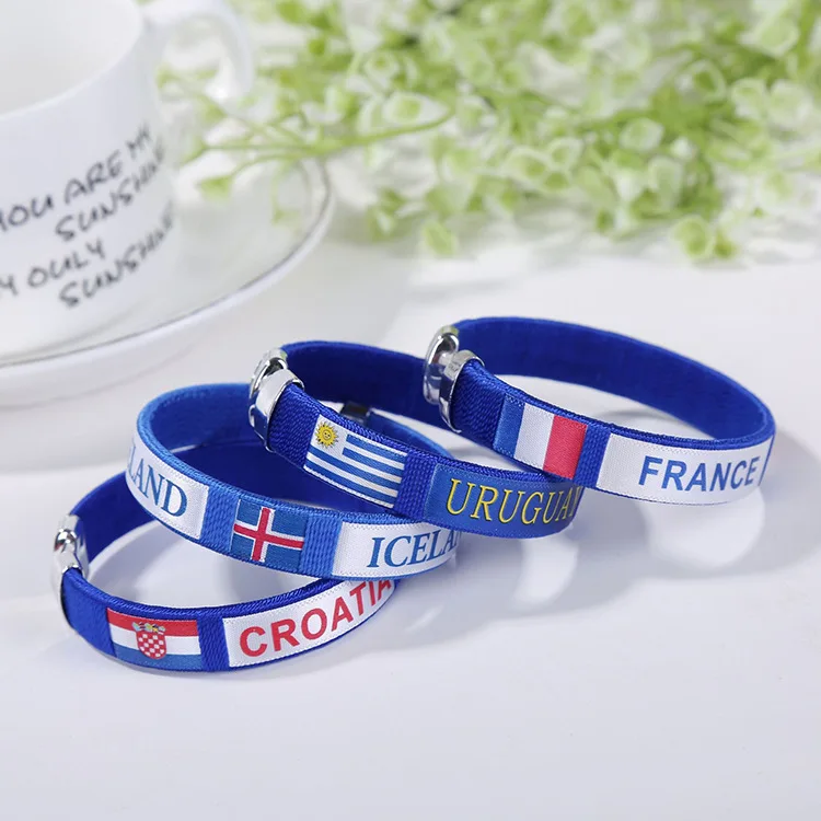 Manufacturer World Countries Flag Bangle Promotional Sports Team Fans Gift PVC Arm Band Armband Bracelets Elastic Wristband