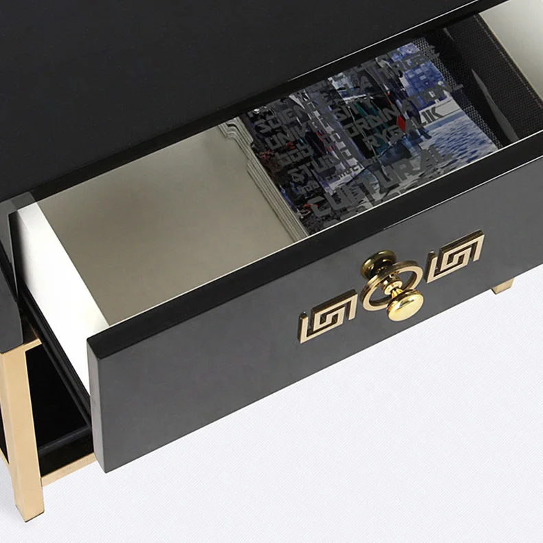 Bedroom furniture stainless steel wooden storage end table nightstand corner bed side table