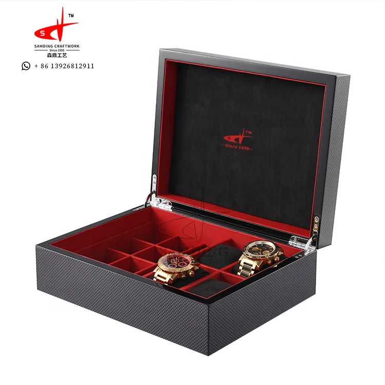 
custom glossy lacquer black jewelry accessories wooden watch box 