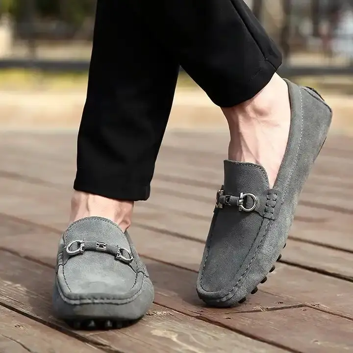 Custom New Classic Original Suede Leather Penny Men Casual Sandals Loafers Slip On Flats Male Moccasins Peas Shoes For Men