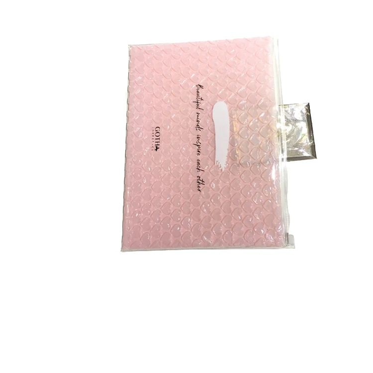 Custom Size Pink Bubble Pouch with Zipper, Padded Cosmetic Bag, Reusable Make Up Packaging for Mailing