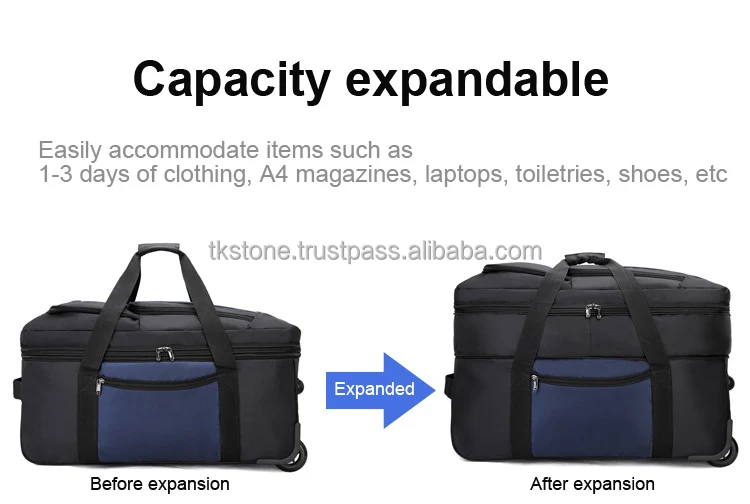Unisex Quality Oxford Polyester Sports Luggage Leisure Gym Travel Trolley rolling Bag Popular Trend for Outdoor Vietnam Made