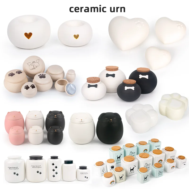 Urna para mascotas wholesale cremation urns for pets heart shaped ceramic cremation ashes keepsake heart urn pet