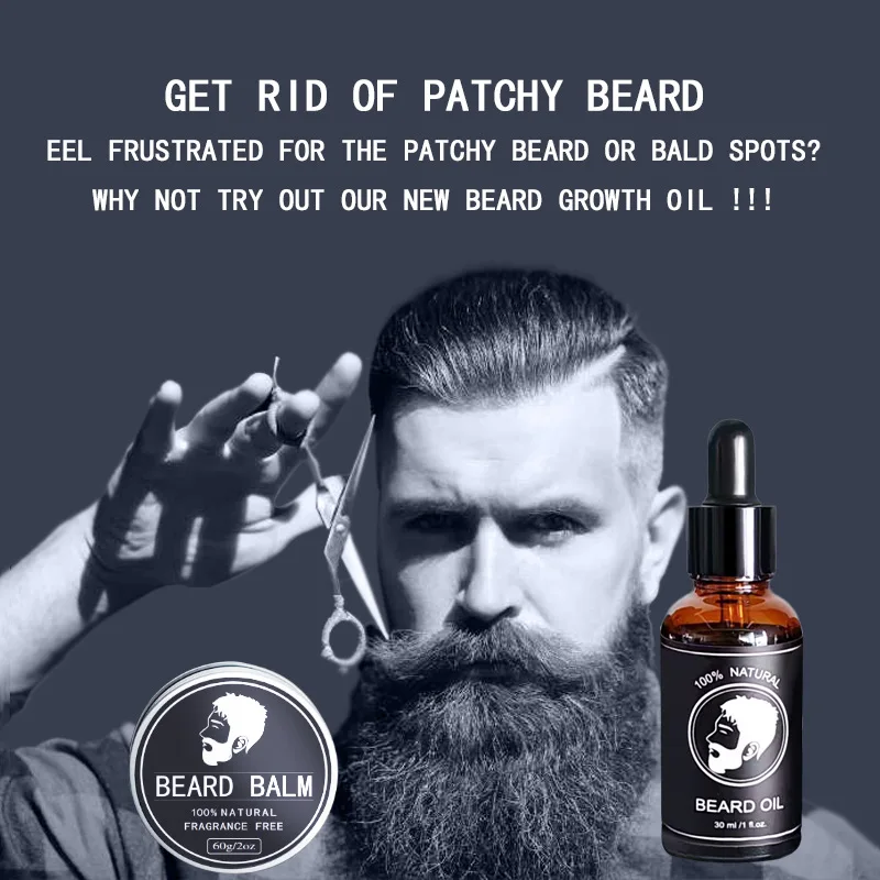 Wholesale Private Label Bread Oil Men Growth Pure 100% Natural Organic Beard Oil & Balm set for bread growth