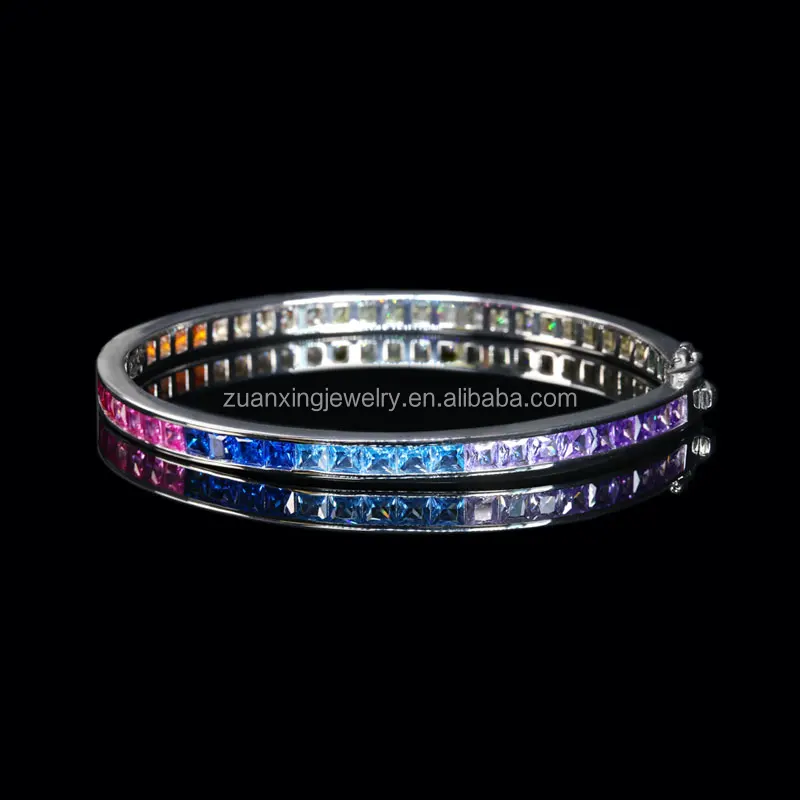 Rainbow Beautiful Womans Unique Sterling Silver 925 Tennis Bracelet Jewellery For Gift