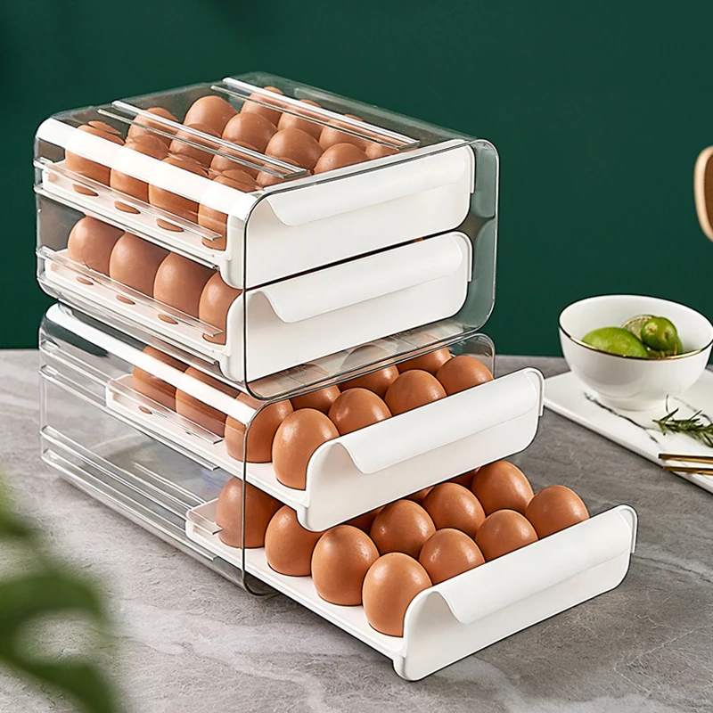 Multi layer egg storage box refrigerator plastic egg rack holder container drawer trays organizer box